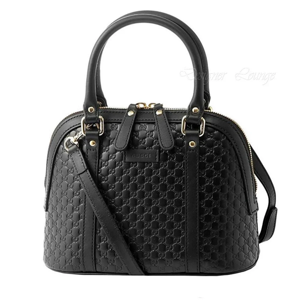 NEW GUCCI MicroGuccissima GG Crossbody Black Leather Dome Bag Small $1,950